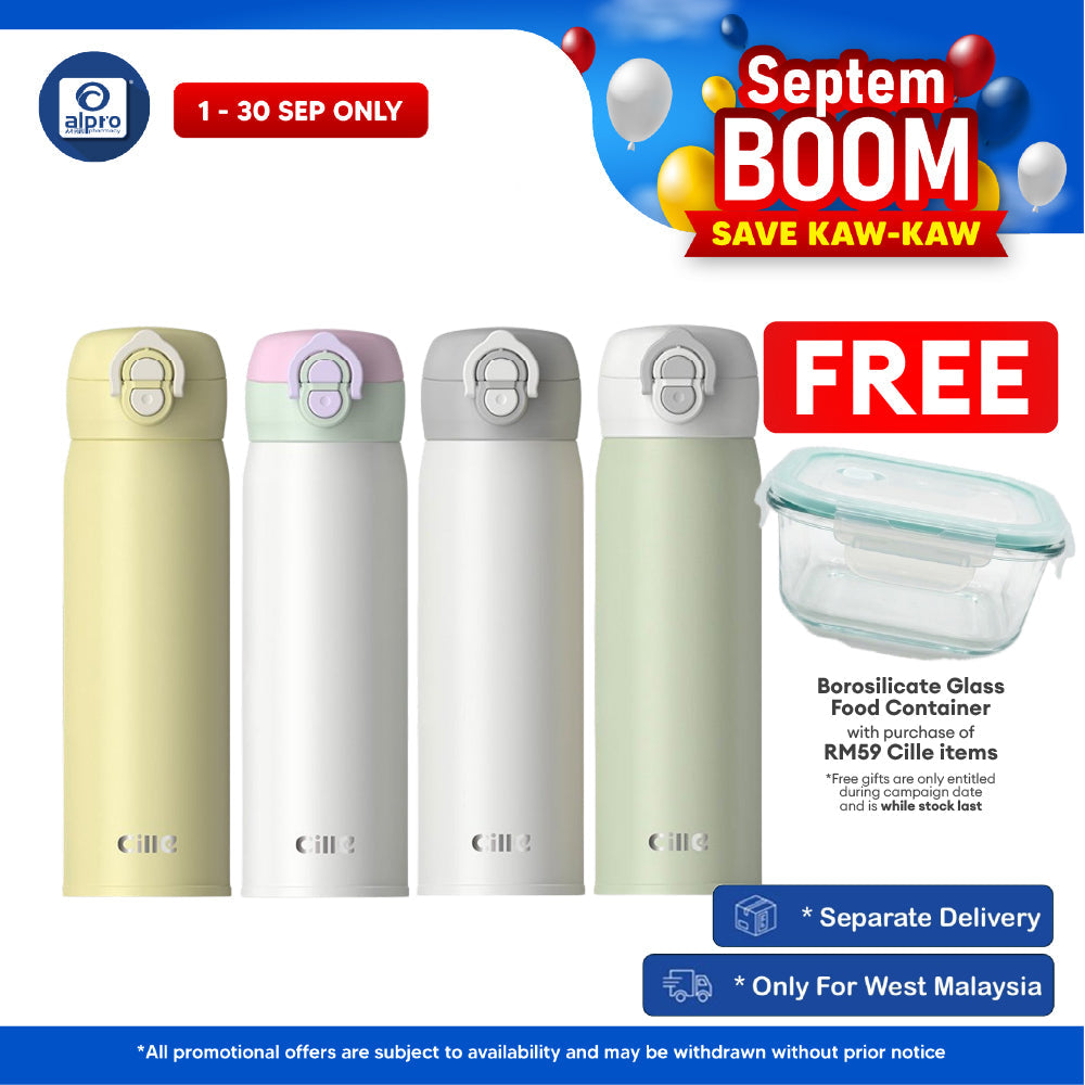Cille 316 Stainless Steel Water Bottle Leakproof 480mL (XB-25135-480) | Simple & Aesthetic Design Cille