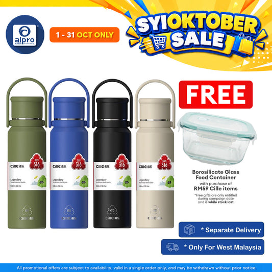 Cille Insulated 316 Stainless Steel Flask 930mL (XB-24145-930) | Water Bottle with Cup for Camping