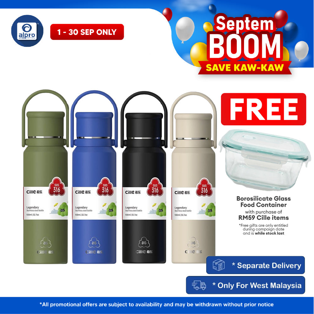 Cille Insulated 316 Stainless Steel Flask 930mL (XB-24145-930) | Water Bottle with Cup for Camping Cille