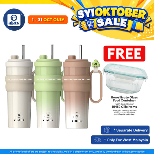 Cille Premium 304 Stainless Steel Tumbler (XB-24193-TC) | Coated Inner Ceramic & Steel Straw