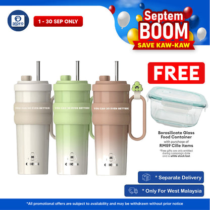 Cille Premium 304 Stainless Steel Tumbler (XB-24193-TC) | Coated Inner Ceramic & Steel Straw Cille