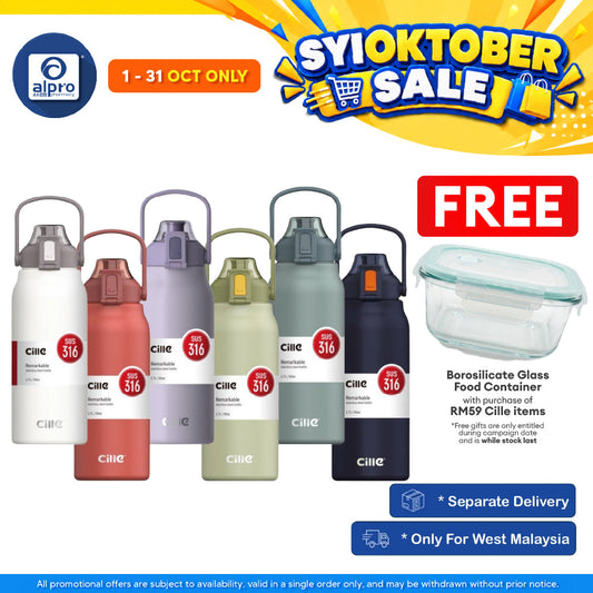 Cille 316 Stainless Steel Vacuum Flask Thermos Water Bottle 1.7L (XB-20137) | with Friendly Adjustable Straw