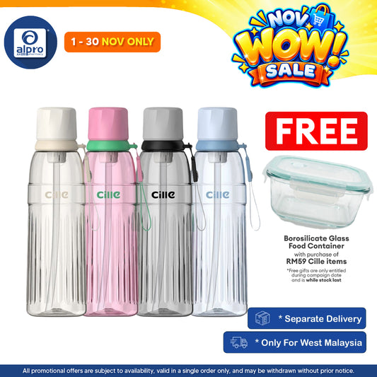 Cille Tritan Sport Bottle Sip with Straw & Leak-Proof 720mL (XL-2523) | Durable BPA Material with Straw