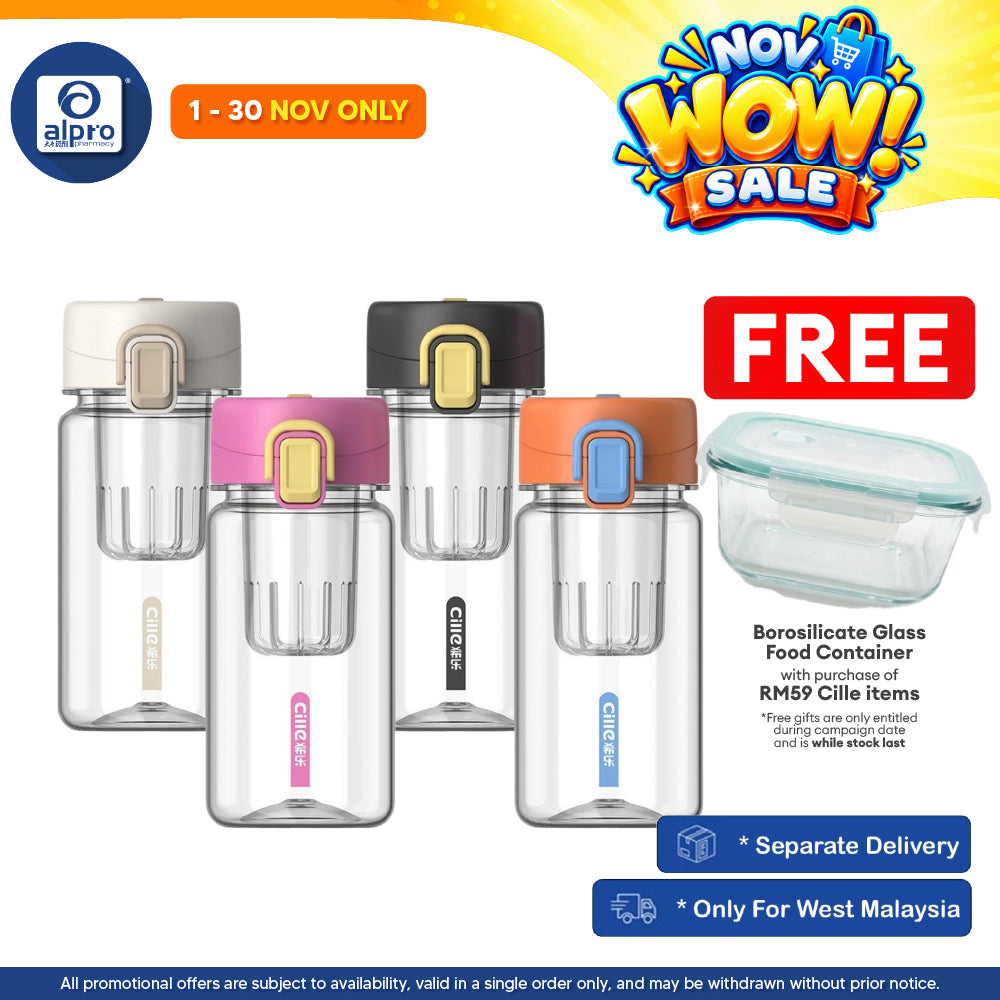 Cille Tritan Bottle with Magnetic Infuser & Leak-Proof Lid BPA Free 520mL (XL-2520-520) | Leak-Proof & Durable Body