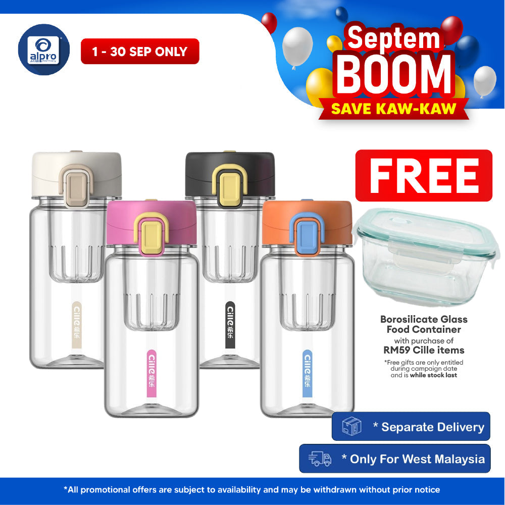 Cille Tritan Bottle with Magnetic Infuser & Leak-Proof Lid BPA Free 520mL (XL-2520-520) | Leak-Proof & Durable Body Cille
