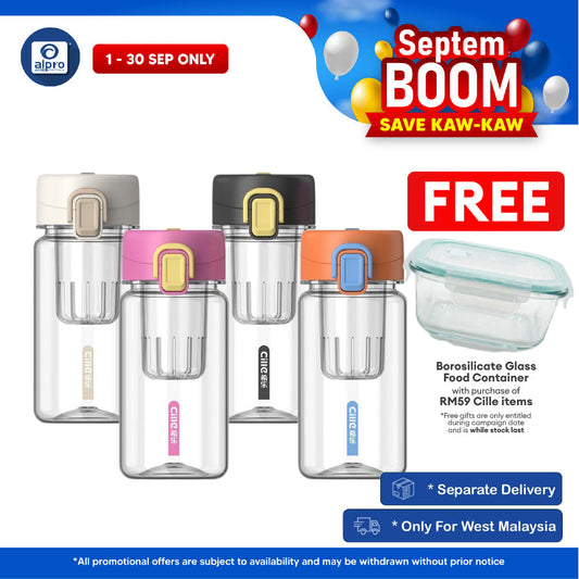 Cille Tritan Bottle with Magnetic Infuser & Leak-Proof Lid BPA Free 520mL (XL-2520-520) | Leak-Proof & Durable Body Cille