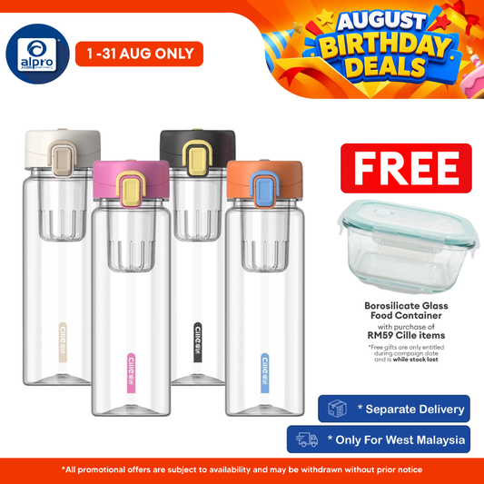 Cille Tritan Bottle with Magnetic Infuser & Leak-Proof Lid BPA Free 780mL (XL-2520-780) | Leak-Proof & Durable Body Cille