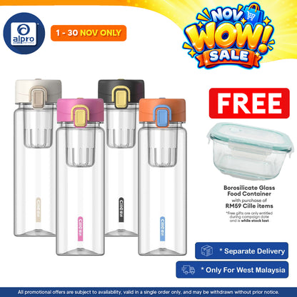 Cille Tritan Bottle with Magnetic Infuser & Leak-Proof Lid BPA Free 780mL (XL-2520-780) | Leak-Proof & Durable Body
