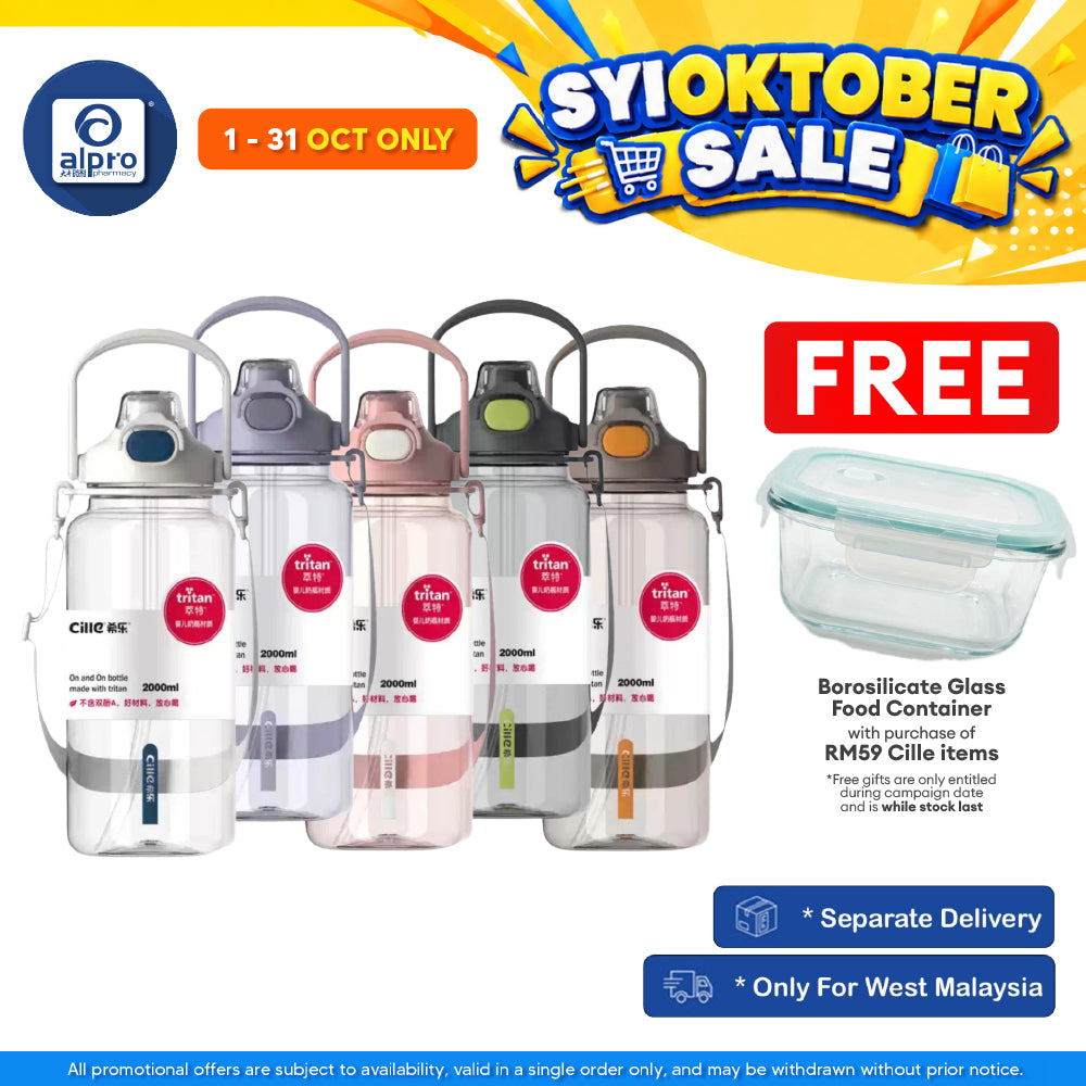 Cille Water Bottle Tritan BPA-Free Plastic Water Bottle with Straw 2L (XL-2346) | With Convenient Carrying Strap