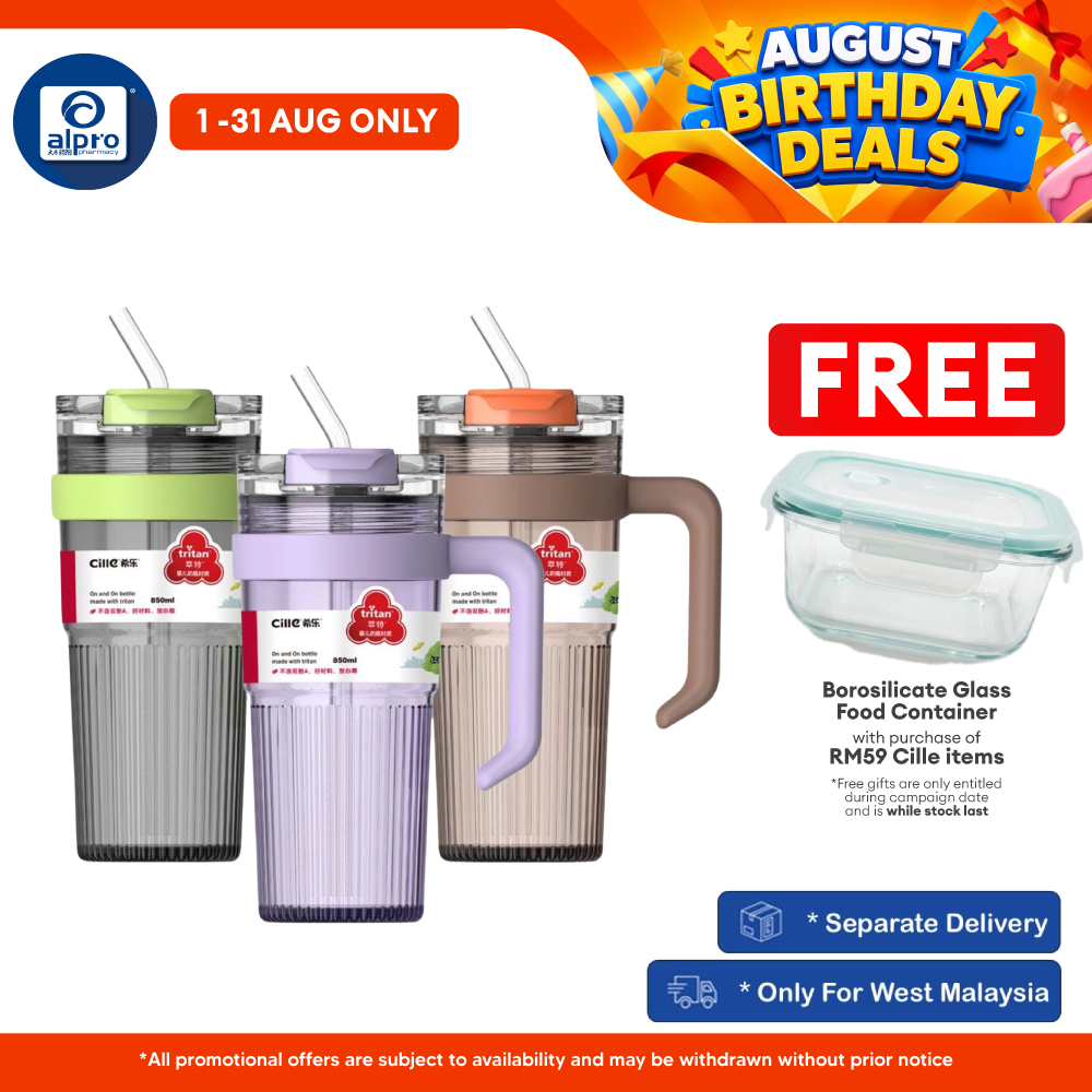 Cille Fitness Bottle Leakproof BPA-Free with Straw 850mL (XL-2496) | Anti-Slip Design & On-The-Go Form Cille