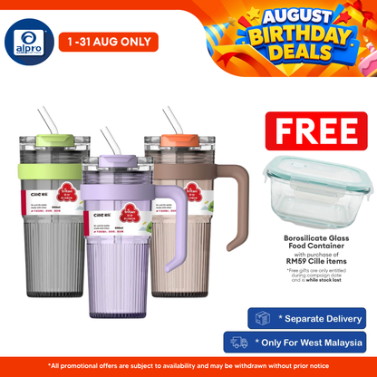 Cille Fitness Bottle Leakproof BPA-Free with Straw 850mL (XL-2496) | Anti-Slip Design & On-The-Go Form Cille