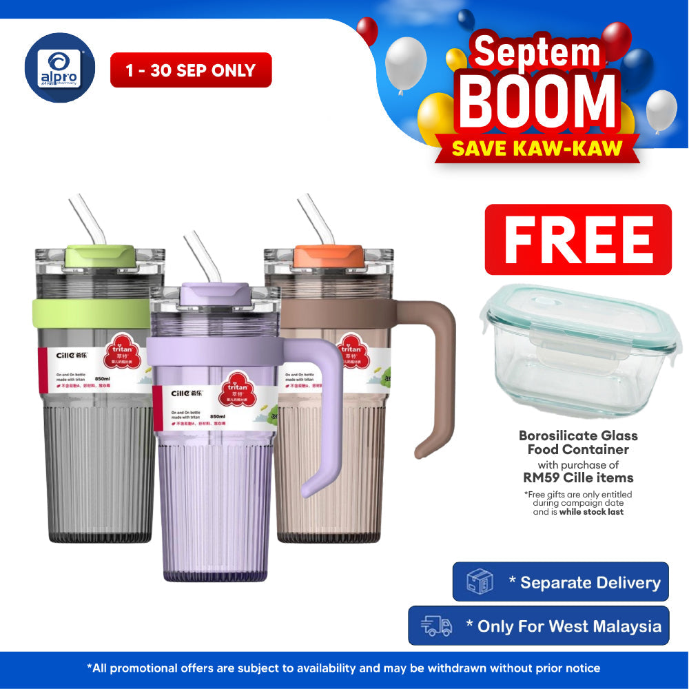 Cille Fitness Bottle Leakproof BPA-Free with Straw 850mL (XL-2496) | Anti-Slip Design & On-The-Go Form Cille