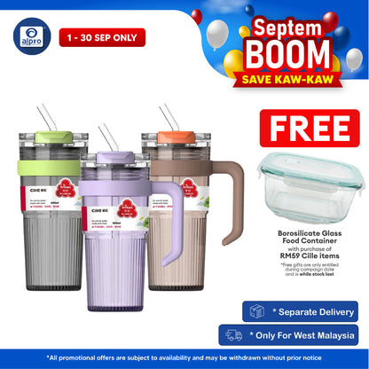Cille Fitness Bottle Leakproof BPA-Free with Straw 850mL (XL-2496) | Anti-Slip Design & On-The-Go Form Cille
