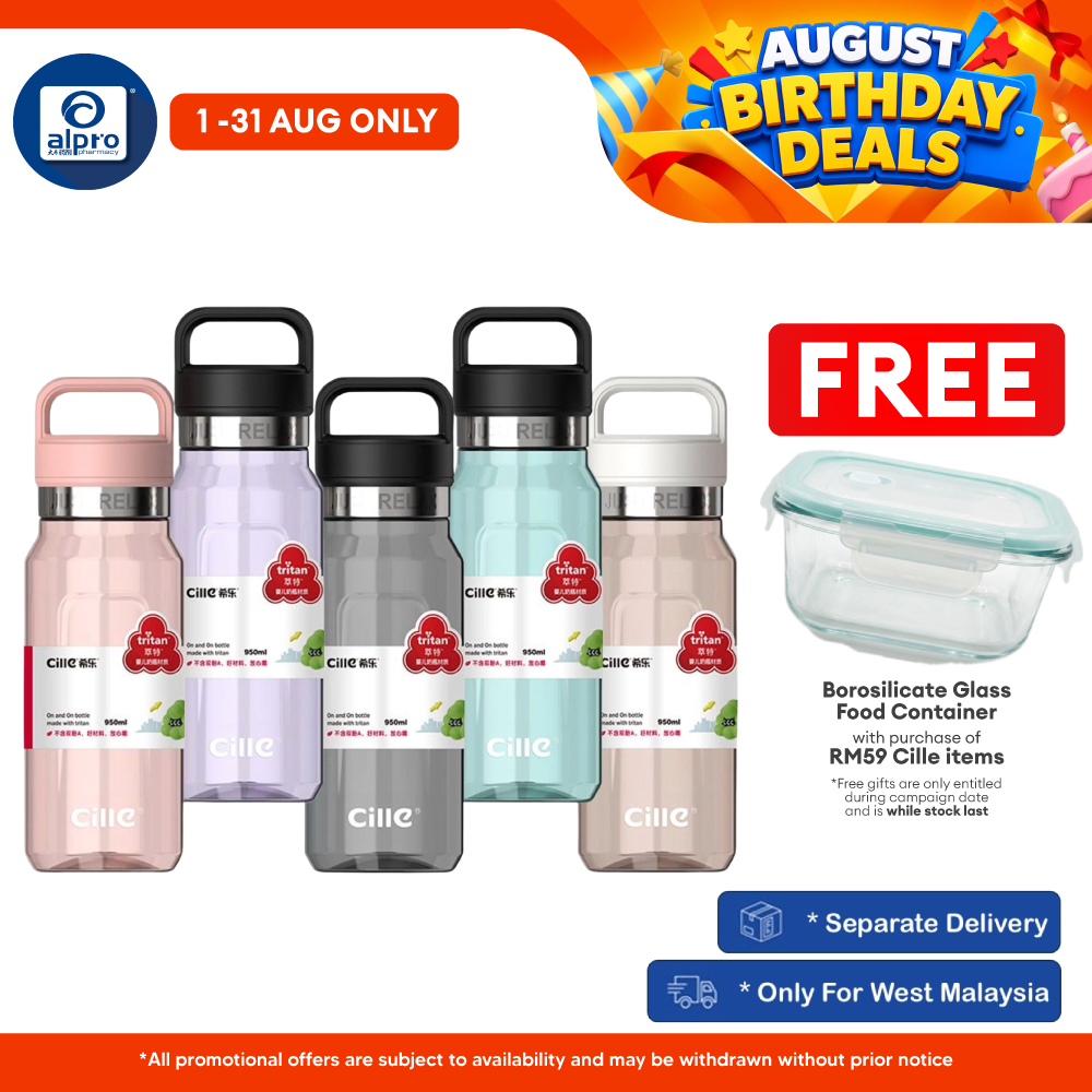Cille Water Bottle Tritan BPA-Free with Straw 950mL (XL-2473) | Durable Bottle Design Cille