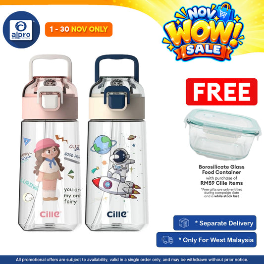 Cille Kids Design Cute with 480mL (XL-2308) | Leakproof & Tritan BPA-Free Water Bottle