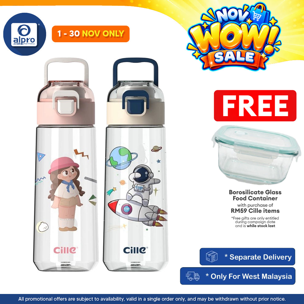 Cille Kids Design Cute with 480mL (XL-2308) | Leakproof & Tritan BPA-Free Water Bottle Available Colours • XL-2308-Pink