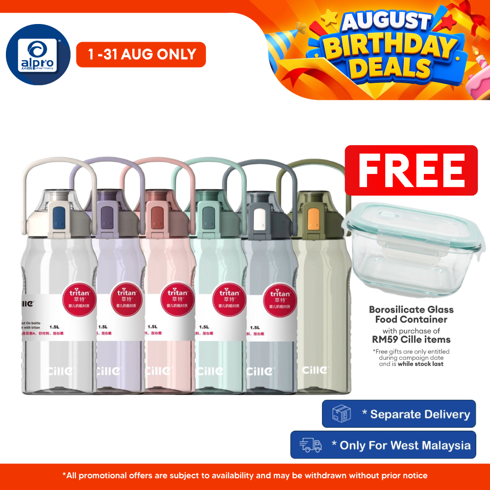 Cille Water Bottle Tritan BPA-Free Plastic with Handle 1.5L (XL-2219) | Heat-Resistant & Odour Free Cille