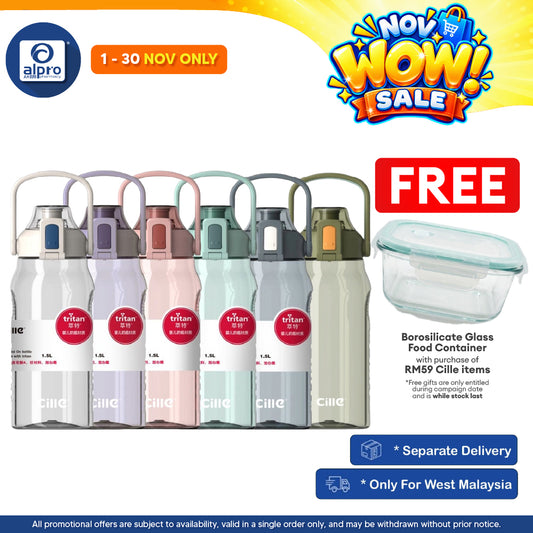 Cille Water Bottle Tritan BPA-Free Plastic with Handle 1.5L (XL-2219) | Heat-Resistant & Odour Free