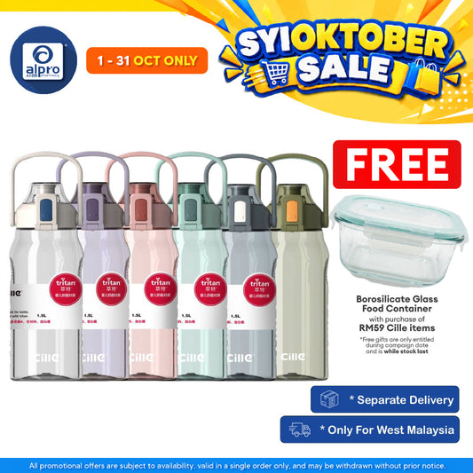 Cille Water Bottle Tritan BPA-Free Plastic with Handle 1.5L (XL-2219) | Heat-Resistant & Odour Free