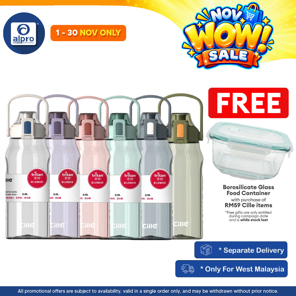 Cille Water Bottle Tritan BPA-Free Plastic with Handle 2L (XL-2220) | Heat-Resistant & Odour Free