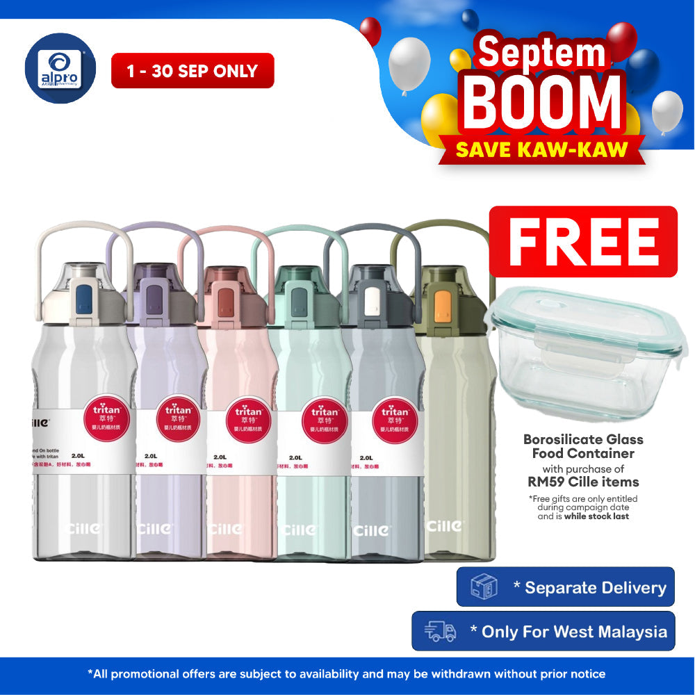 Cille Water Bottle Tritan BPA-Free Plastic with Handle 2L (XL-2220) | Heat-Resistant & Odour Free Cille