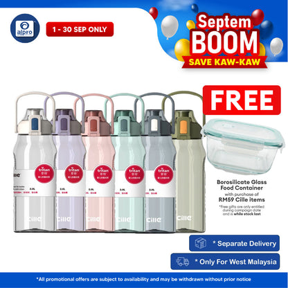 Cille Water Bottle Tritan BPA-Free Plastic with Handle 2L (XL-2220) | Heat-Resistant & Odour Free Cille