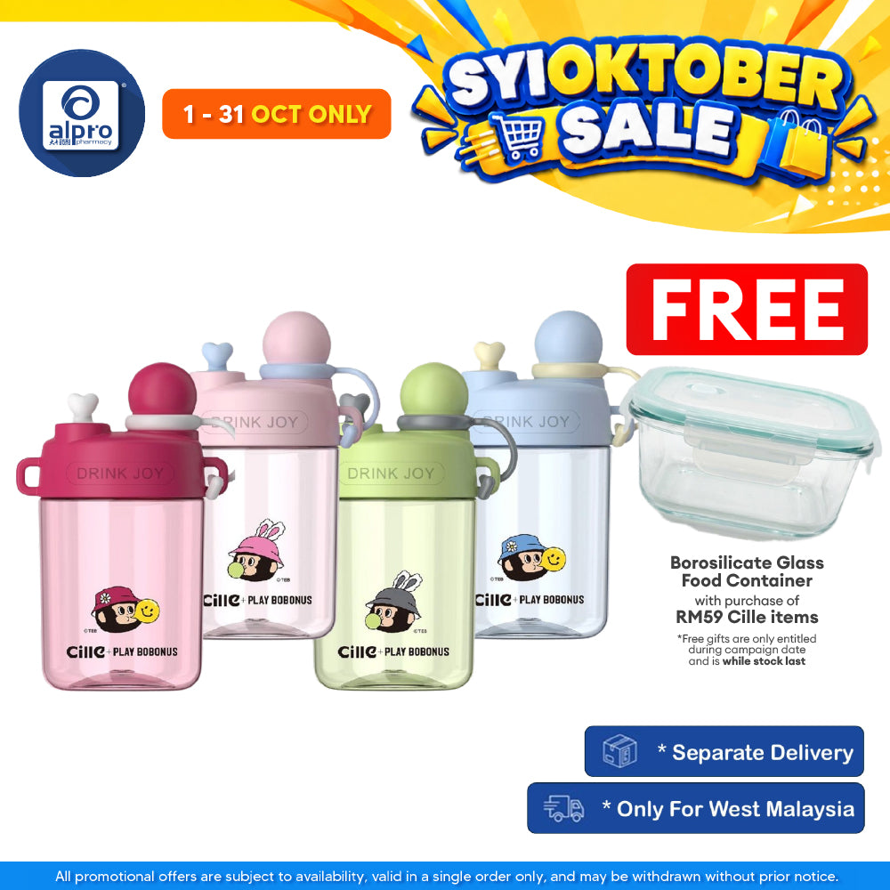 Cille Tritan Baby Child Water Bottle 560mL (BBH-25406-560) | BPA-Free & With Handle + Straw