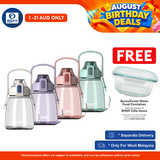 Cille Tritan Water Bottle Tritan BPA-Free Plastic Water Bottle 1.2L (XL-2218) | Big Handle & Wide Mouth Cap Cille