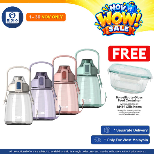 Cille Tritan Water Bottle Tritan BPA-Free Plastic Water Bottle 1.2L (XL-2218) | Big Handle & Wide Mouth Cap