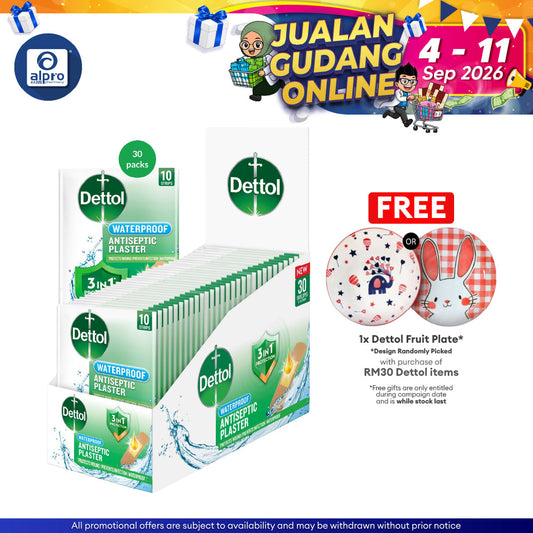 Dettol Antiseptic Plaster Waterproof 30pack ×10strip | Protects Wound & Prevents Infection Alpro Tshirt