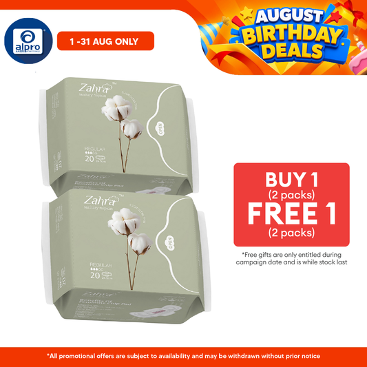 Zahra Regular Flow Pad 245mm Combo (20s ×2packs) | Fast Absorption & Ultra-Soft ZAHRA