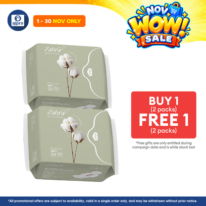 Zahra Regular Flow Pad 245mm Combo (20s ×2packs) | Fast Absorption & Ultra-Soft