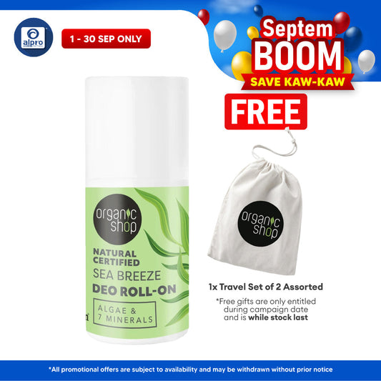 Organic Shop Natural Certified Sea Breeze Deo Roll-On Algae & 7 Minerals 50mL | Long-Lasting Odour Protection Organic Shop