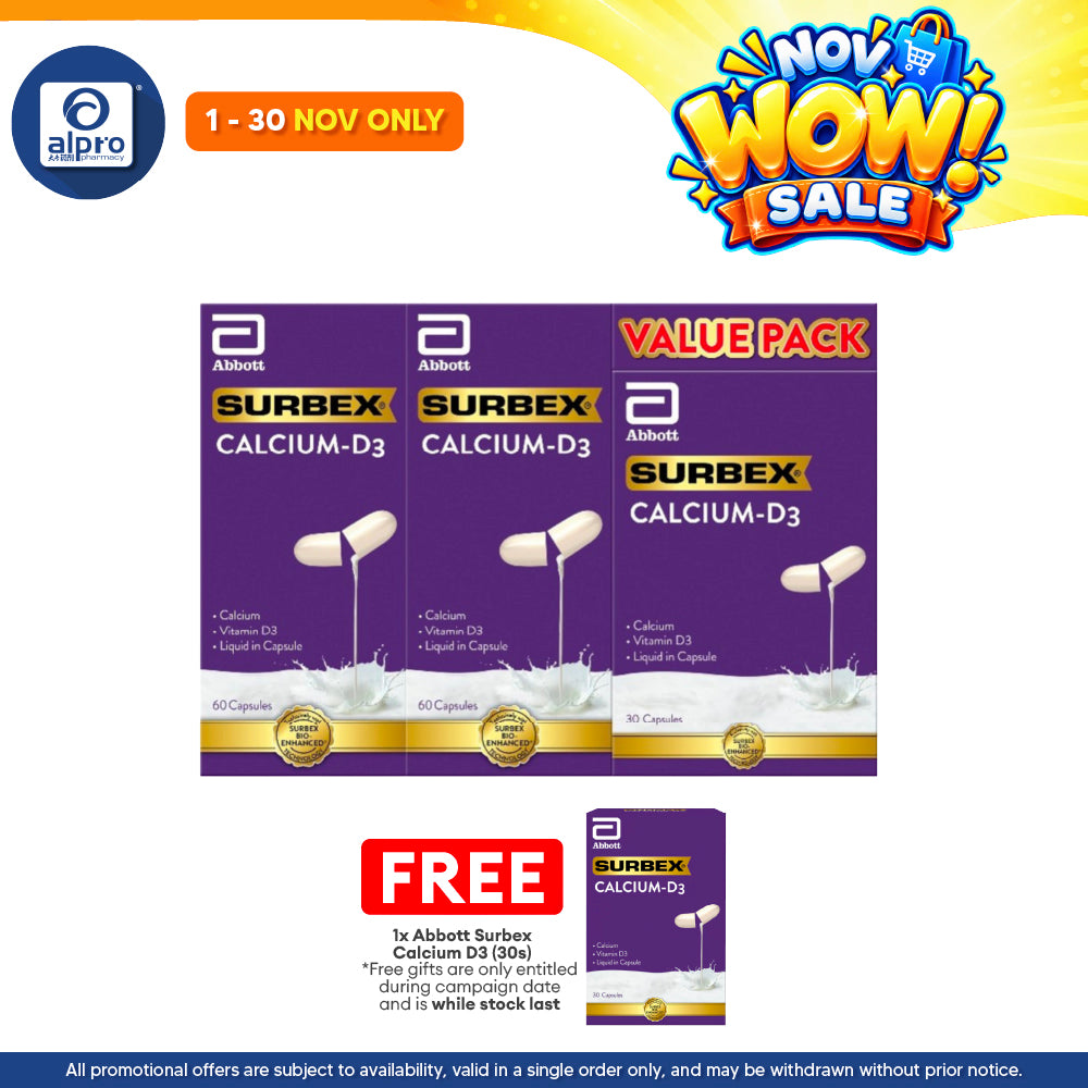 Surbex Calcium-D3 350mg (2×60s+30s capsules) | Support Healthy Bones