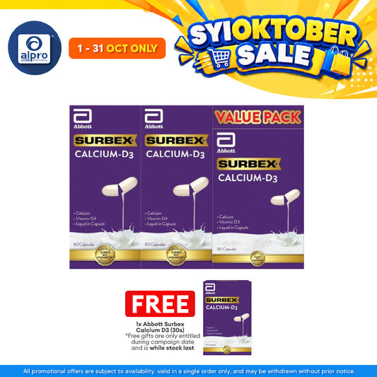 Surbex Calcium-D3 350mg (2×60s+30s capsules) | Support Healthy Bones