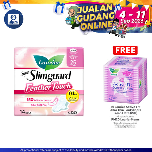Laurier Super Slim Guard Feather Touch 25cm 14s | Silky Smooth Surface & Ultrathin Pad Laurier