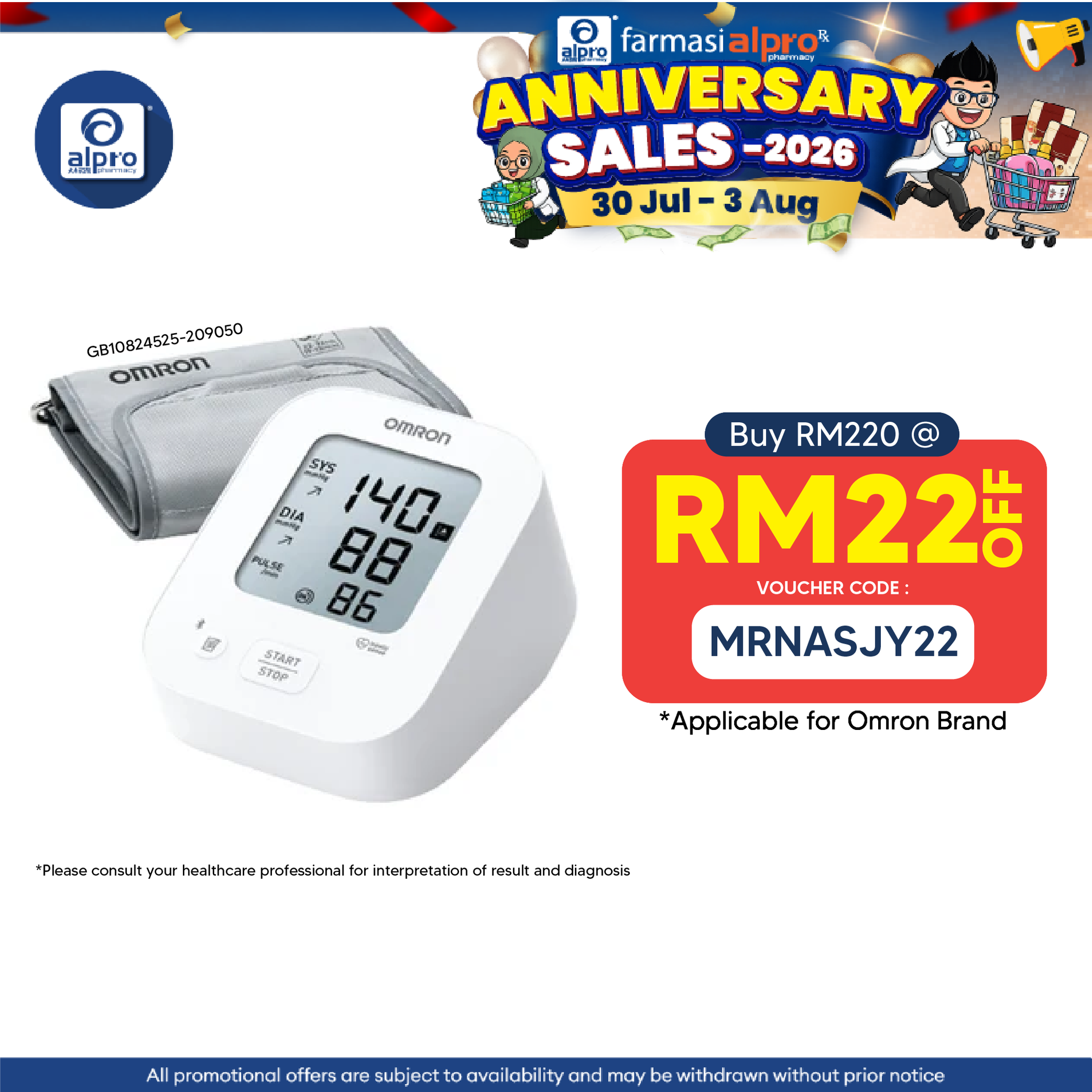 OMRON Blood Pressure Monitor HEM-7183T1-AP (EZ BT) | Seamless Integration with Smartphone via Bluetooth Omron