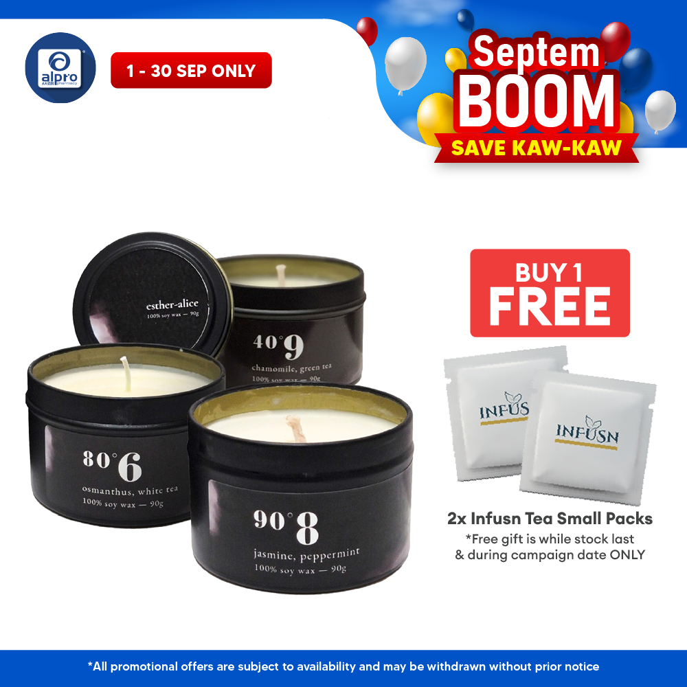 INFUSN ESTHER-ALICE Scented Candle (90°8 Jasmine Peppermint/ 40°9 Chamomile Green Tea/ 80°6 Osmanthus White Tea) 90g INFUSN
