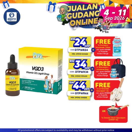 Powerlife VGD3 Vitamin D3 200 IU Liquid Drop 10ml | Practical Daily Supplement Powerlife
