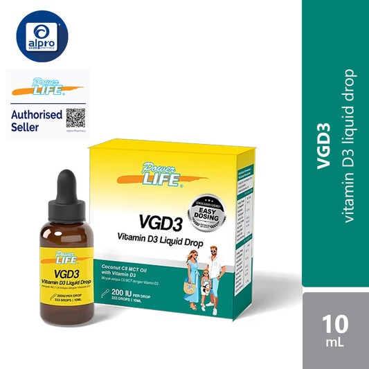 Powerlife VGD3 Vitamin D3 200 IU Liquid Drop 10ml | Practical Daily Supplement Powerlife
