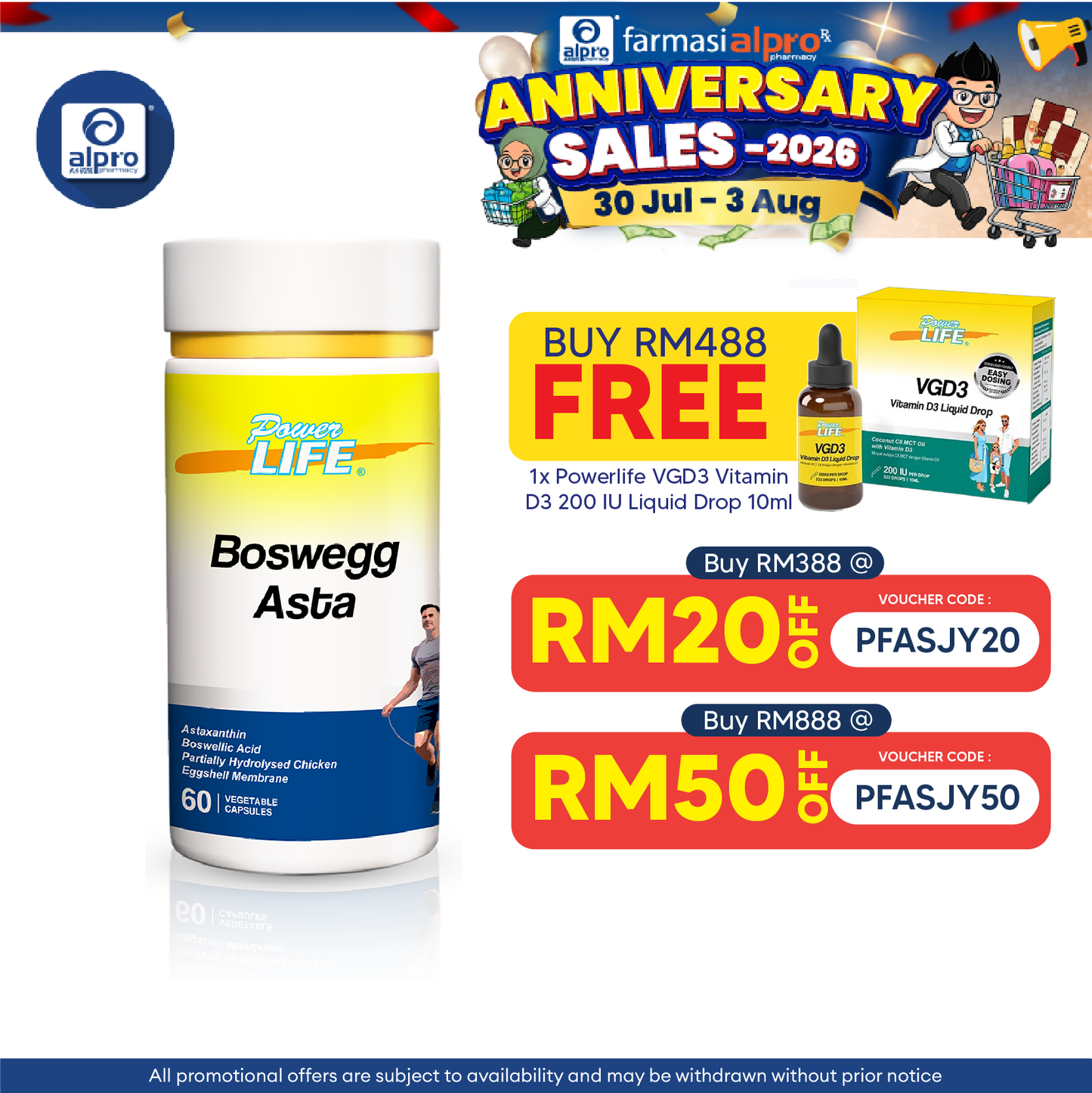 Powerlife Boswegg Asta Capsule 60s | Joint Support Powerlife