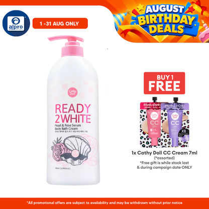 Cathy Doll Ready 2 White Pearl & Rose Serum Body Bath Cream 500mL | Gentle Cleans Off Impurity Cathy Doll