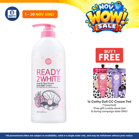 Cathy Doll Ready 2 White Pearl & Rose Serum Body Bath Cream 500mL | Gentle Cleans Off Impurity