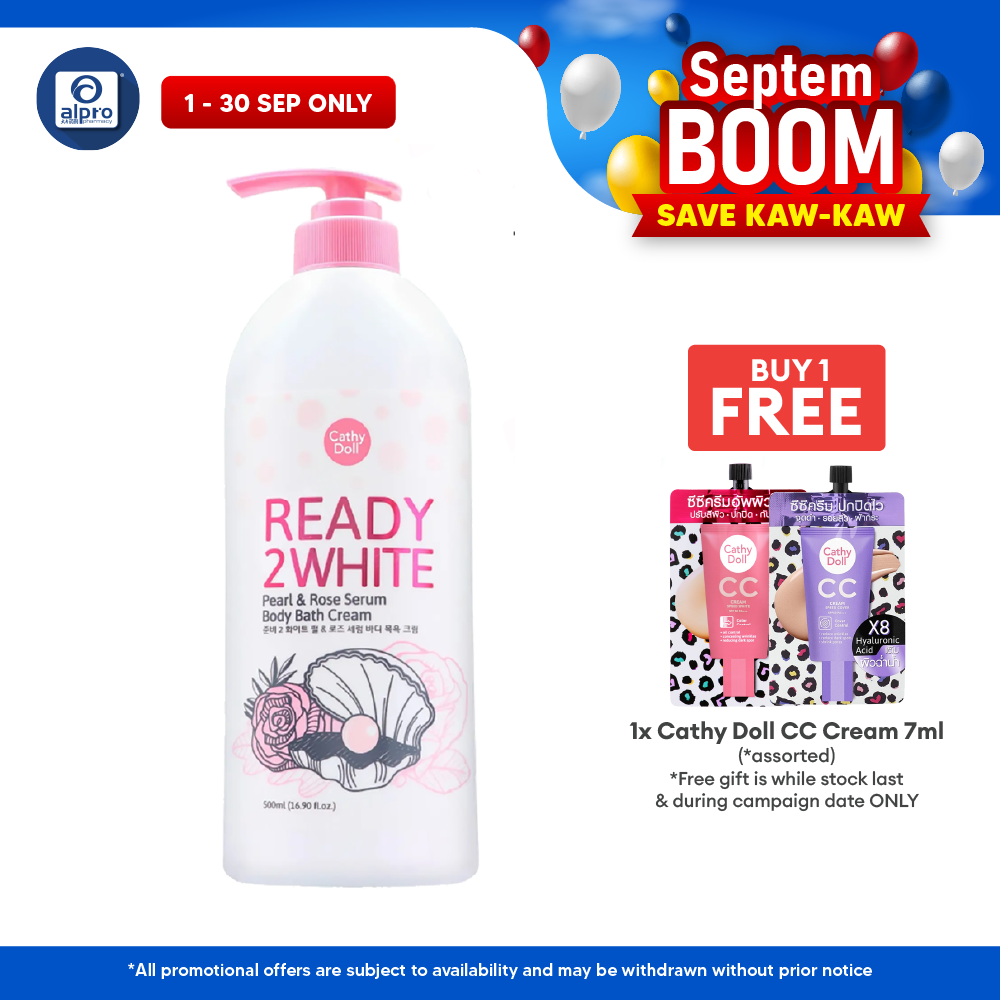 Cathy Doll Ready 2 White Pearl & Rose Serum Body Bath Cream 500mL | Gentle Cleans Off Impurity Cathy Doll