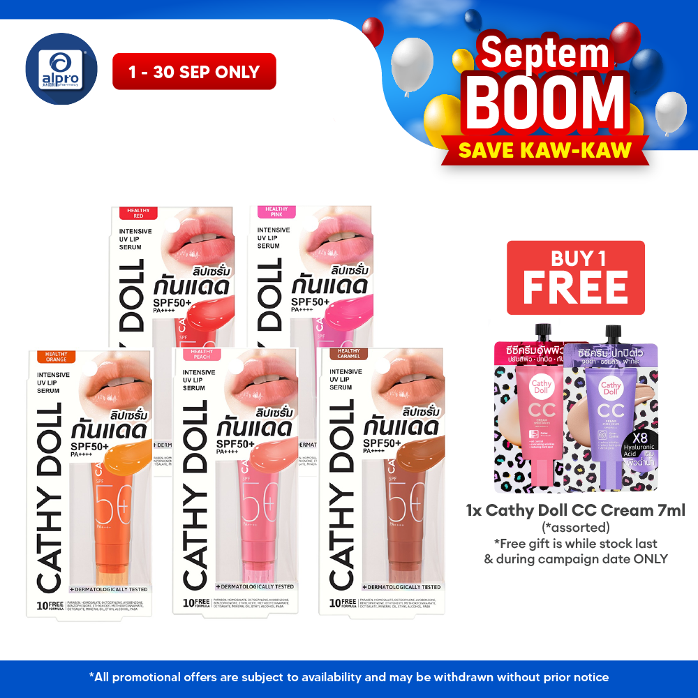 Cathy Doll Intensive UV Lip Serum SPF50+ PA++++ Healthy (Orange/ Pink/ Red/ Peach/ Caramel) 10mL Cathy Doll