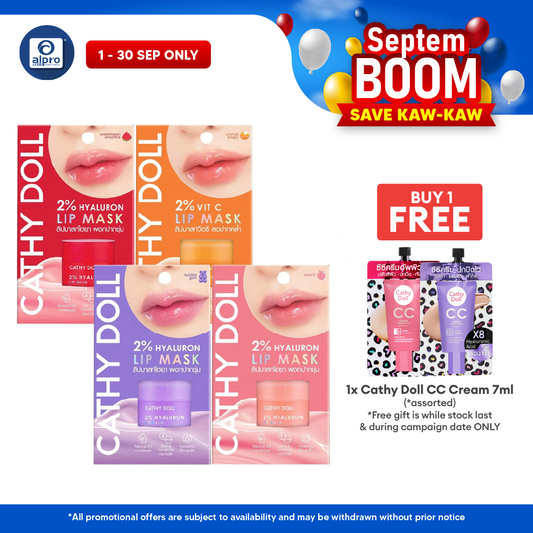 Cathy Doll 2% Hyaluron Lip Mask (Assorted Colours) 4.5g | All Day Hydration & Plump Lips Cathy Doll