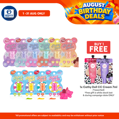 Cathy Doll Shiny Bear Lip Moist (Assorted Colours) 1.1g | Fresh & Lively Burst of Color Cathy Doll