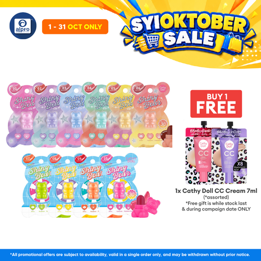Cathy Doll Shiny Bear Lip Moist (Assorted Colours) 1.1g | Fresh & Lively Burst of Color