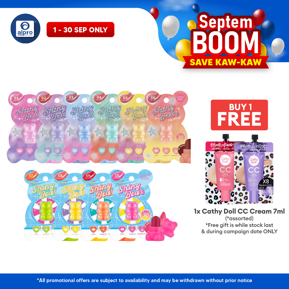 Cathy Doll Shiny Bear Lip Moist (Assorted Colours) 1.1g | Fresh & Lively Burst of Color Cathy Doll