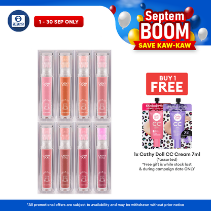 Cathy Doll Moistful Bear Lip Glaze 2.2g (Assorted Colours) | Lightweight & Non-Sticky Formula Cathy Doll